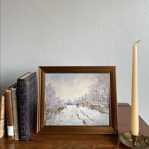 8x10 vintage Style Framed Winter Scene Print